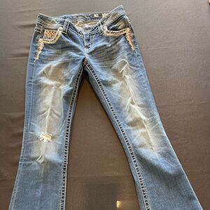 Miss Me Medium Wash Bootcut Jeans with Embroidered Pockets